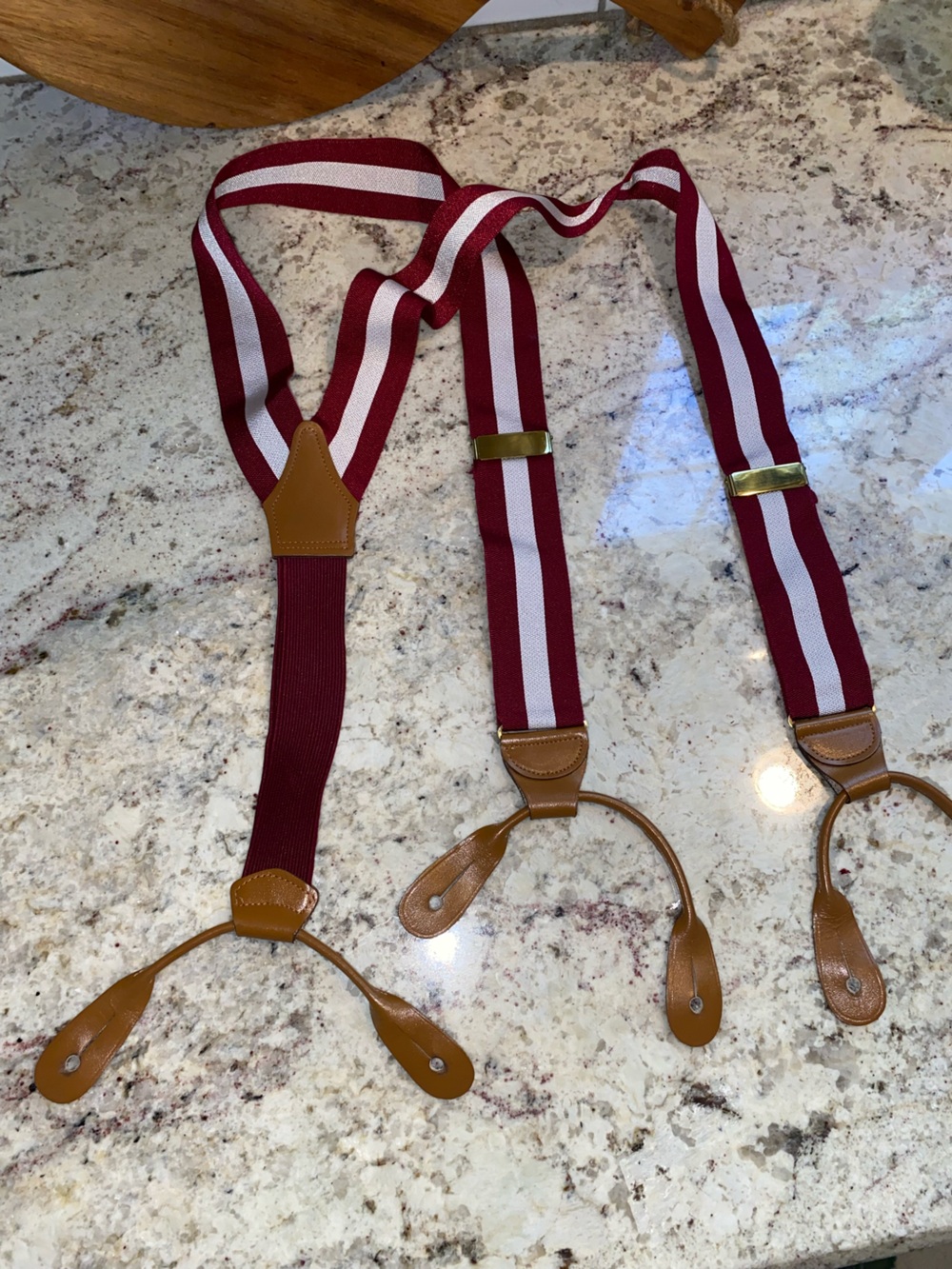 Mens $165 ROYAL New York Suspenders Burgundy White Braces Loyola